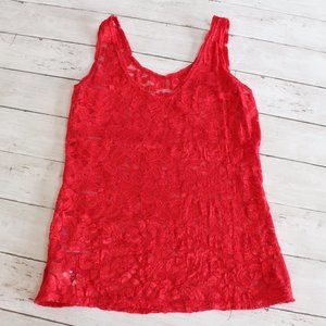 Kleids Vintage Lace Camisole Tank Top Size L Red